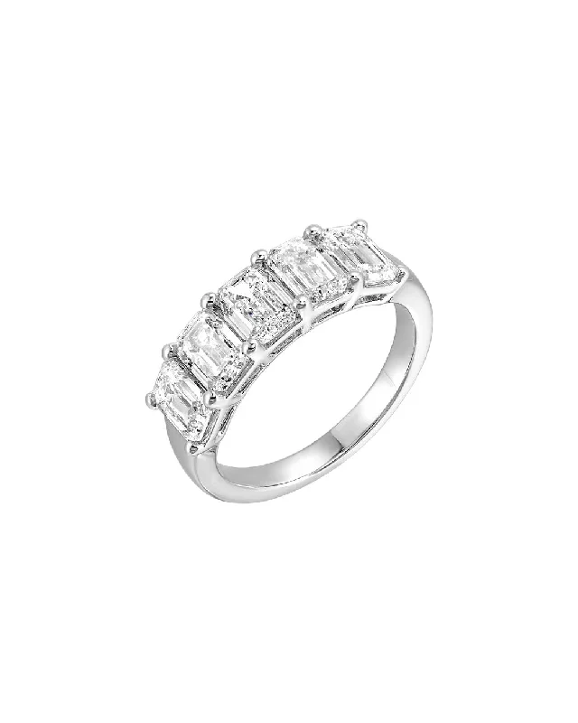 simple platinum engagement rings -14K White Gold Emerald Cut Band 5 Carat Tw