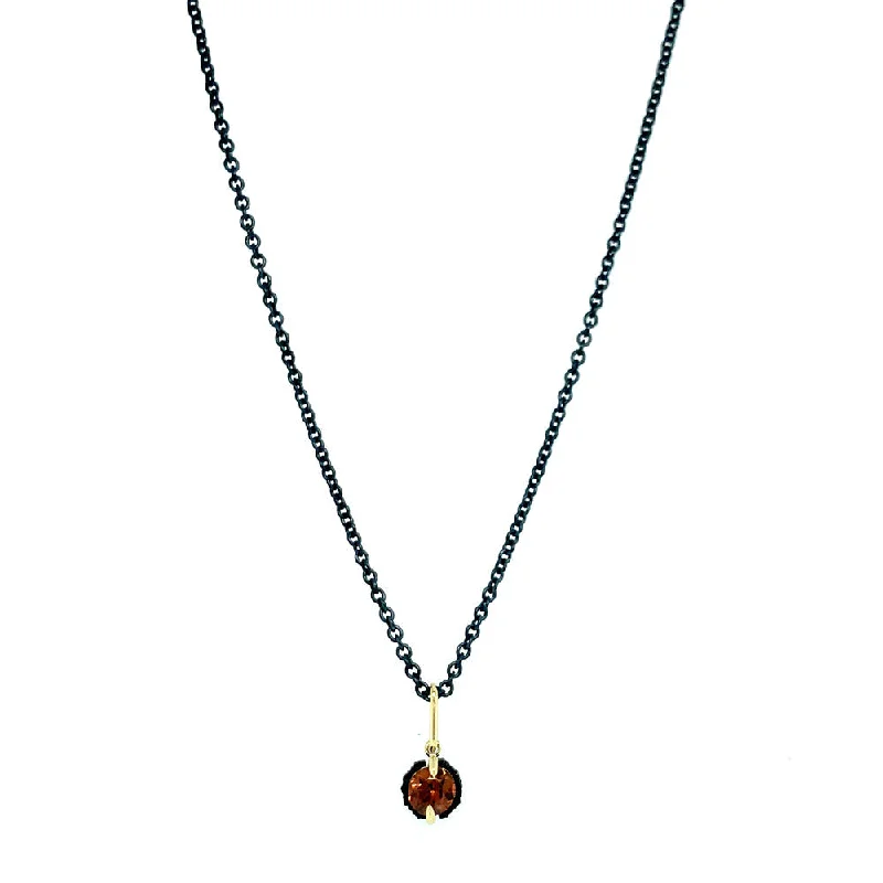 women personalized gold necklaces -Burnt Ember Montana Sapphire Necklace - "Chroma Prong"