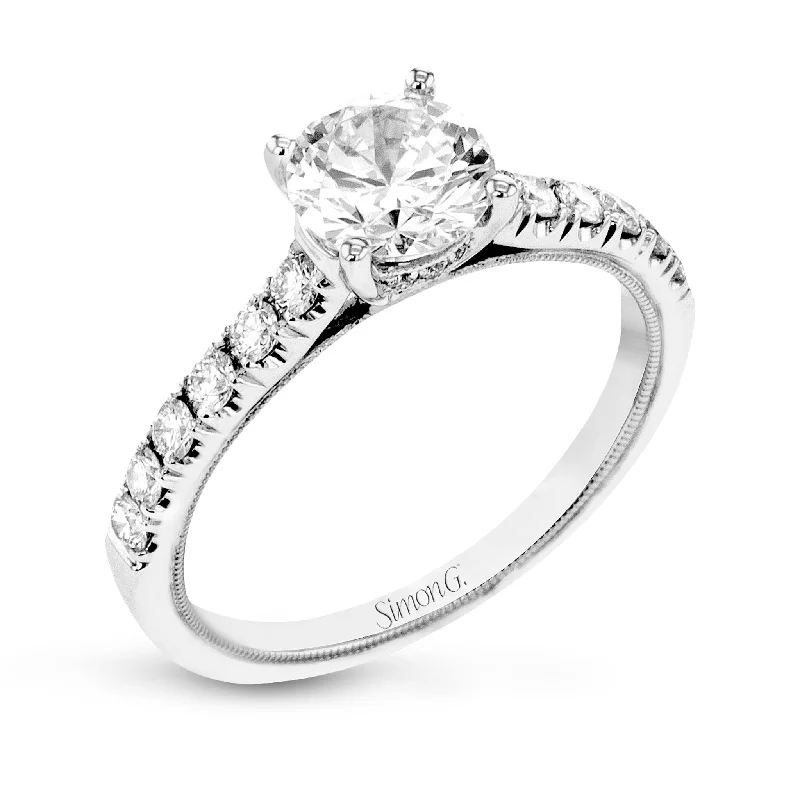 classic engagement rings -Round-Cut Engagement Ring In 18k Gold With Diamonds