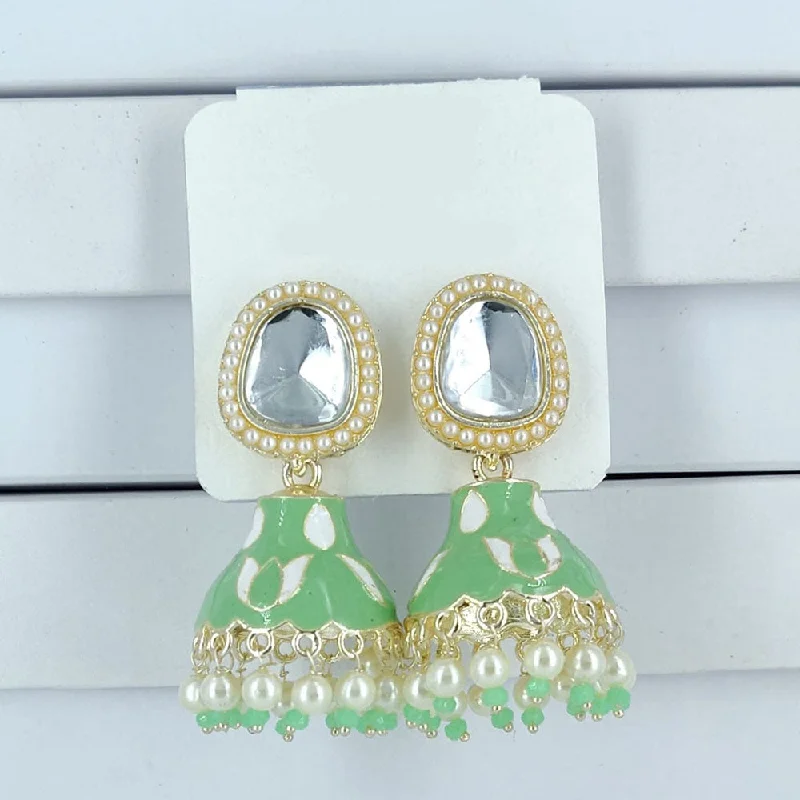 women oversized earrings -Corbeda Fashion Gold Plated Meenakari Jhumki Earrings