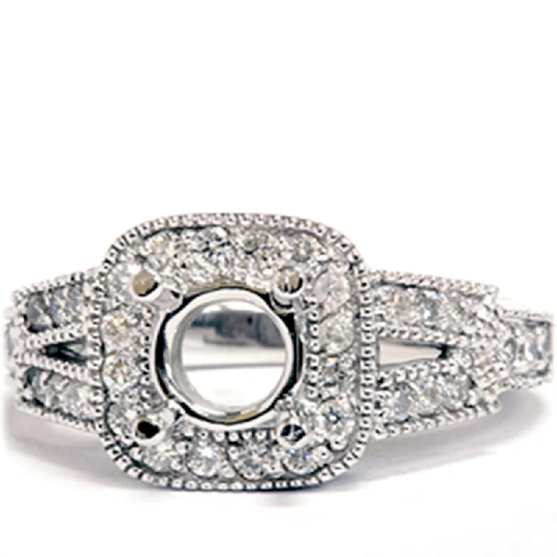 simple engagement rings with diamonds -1/2ct Diamond Semi Mount Antique Engagement Setting