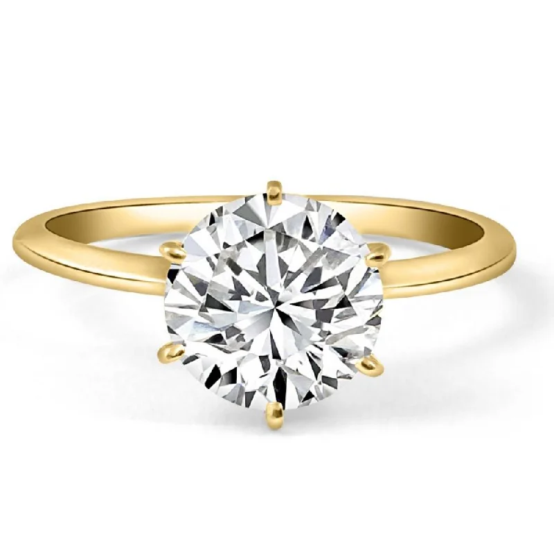 luxury solitaire engagement rings -Certified 2CT Lab Grown Diamond Solitaire Engagement Ring 14k Yellow Gold E/VVS2