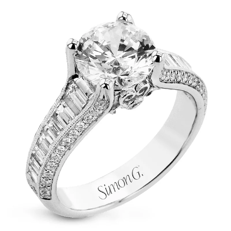 affordable diamond engagement rings -Round-Cut Engagement Ring In 18k Gold With Diamonds